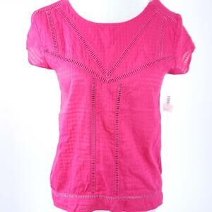 NEW Old Navy XL 14 Pink Cotton Top Short Sleeve Shirt Girls Summer 100% Cotton